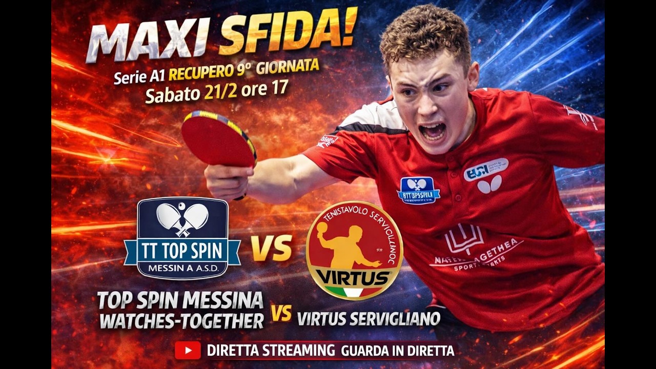 Serie A1 recupero 9^ giornata sabato 21/2 ore 17 Top Spin Messina WatchesTogether-Virtus Servigliano