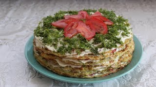 Вкуснейший кабачковый торт. Закуска из кабачков. Быстрый и легкий рецепт Вкуснейший кабачковый торт. Закуска из кабачков. Быстрый и легкий рецепт