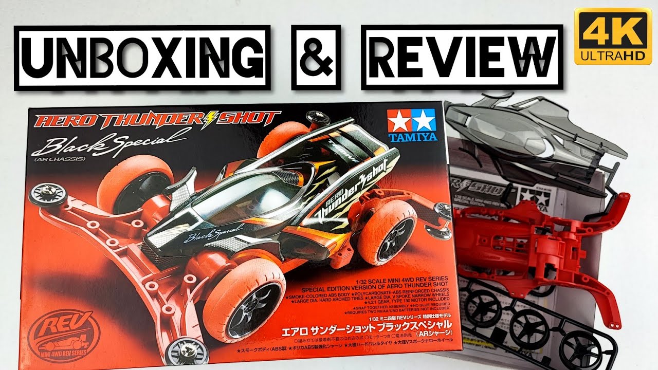 Tamiya - AERO THUNDERSHOT BLACK SPECIAL (95286) Unboxing & Review [Mini 4WD