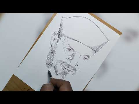 طريقه رسم الشيخ محمد متولي الشعراوي بالقلم الجاف 