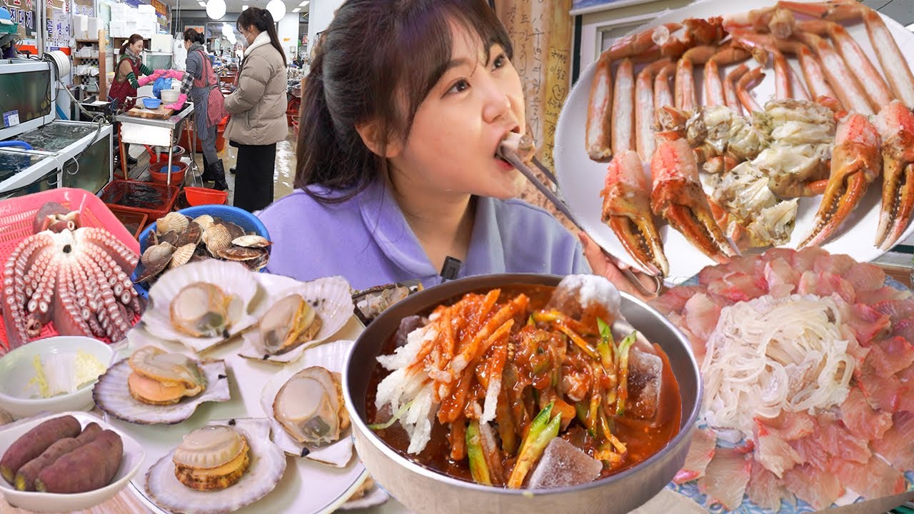 ⁣수산물특집🦀🦐🦑 울진에서 하루종일 해산물만 먹어보기😏 | 방어, 가리비, 대게, 물회, 오징어, 조개탕 먹방 Seafood Mukbang