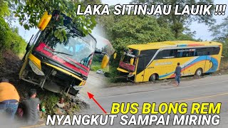 Blong Rem, Bus Nyangkut Tabrak Tebing Di Panorama 2 Sitinjau Lauik, Bagian Depan Bus Hancur !!!