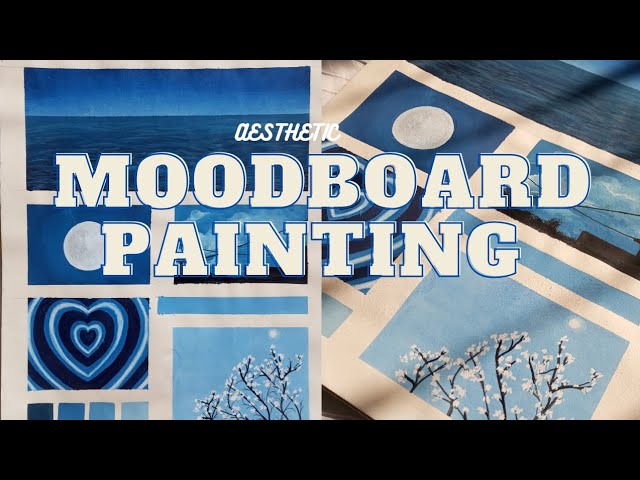 Blue Aesthetics Mood board painting 💙 Watercolour painting Tutorial !! 