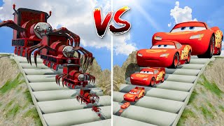 Big & Small Train Choo-Choo Charles vs Big & Small Lightning Mcqueen - which is best? | BeamNG.Drive