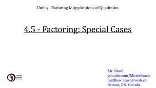 4.5 - Factoring: Special Cases