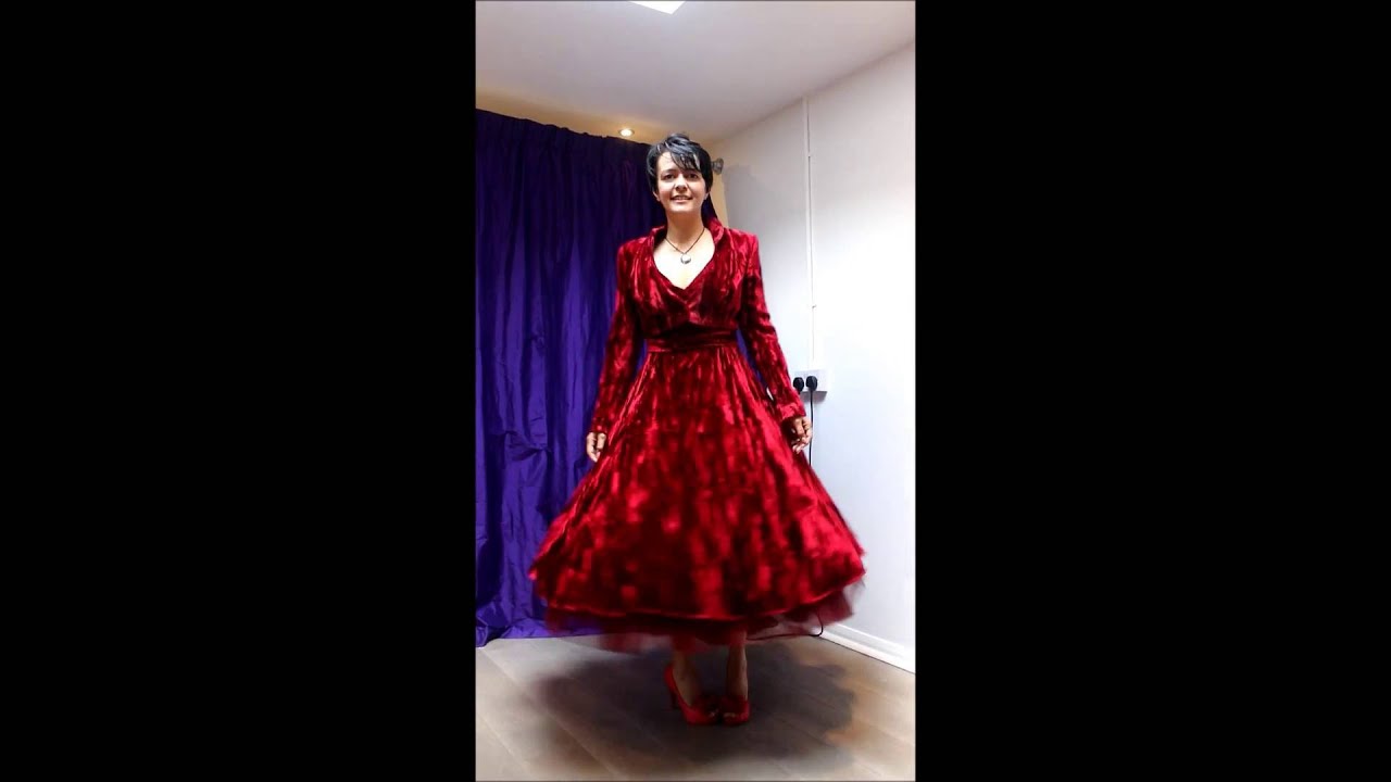 Red Crushed Velvet Wedding Dress You