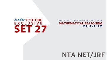 Previous Year Questions Of UGC NTA NET June 2020 Examination | MATHEMATICAL REASONING | SET 27