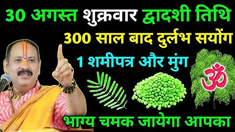 30 अगस्त शुक्रवार द्वादशी तिथि । 300 साल बाद दुर्लभ सयोंग 1 शमीपत्र और मुंग #pradeepmishra #pradeep