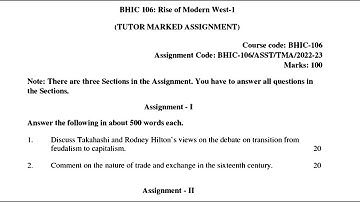 BHIC 106 IGNOU SOLVED ASSIGNMENT 2022-2023 | ENGLISH | RISE OF MODERN WEST 1 JULY 2022 JANUARY 2023