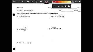 Celebrity Algebra 2-Unit 4 Radicals Review Profile