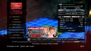 Dead or Alive 5 Last Round Menu and Character Glitch