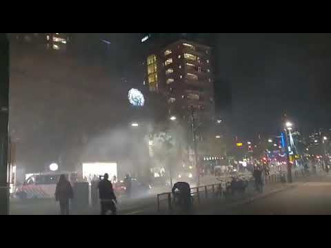 Complete chaos (police gunshots) during protest in Rotterdam, The Netherlands