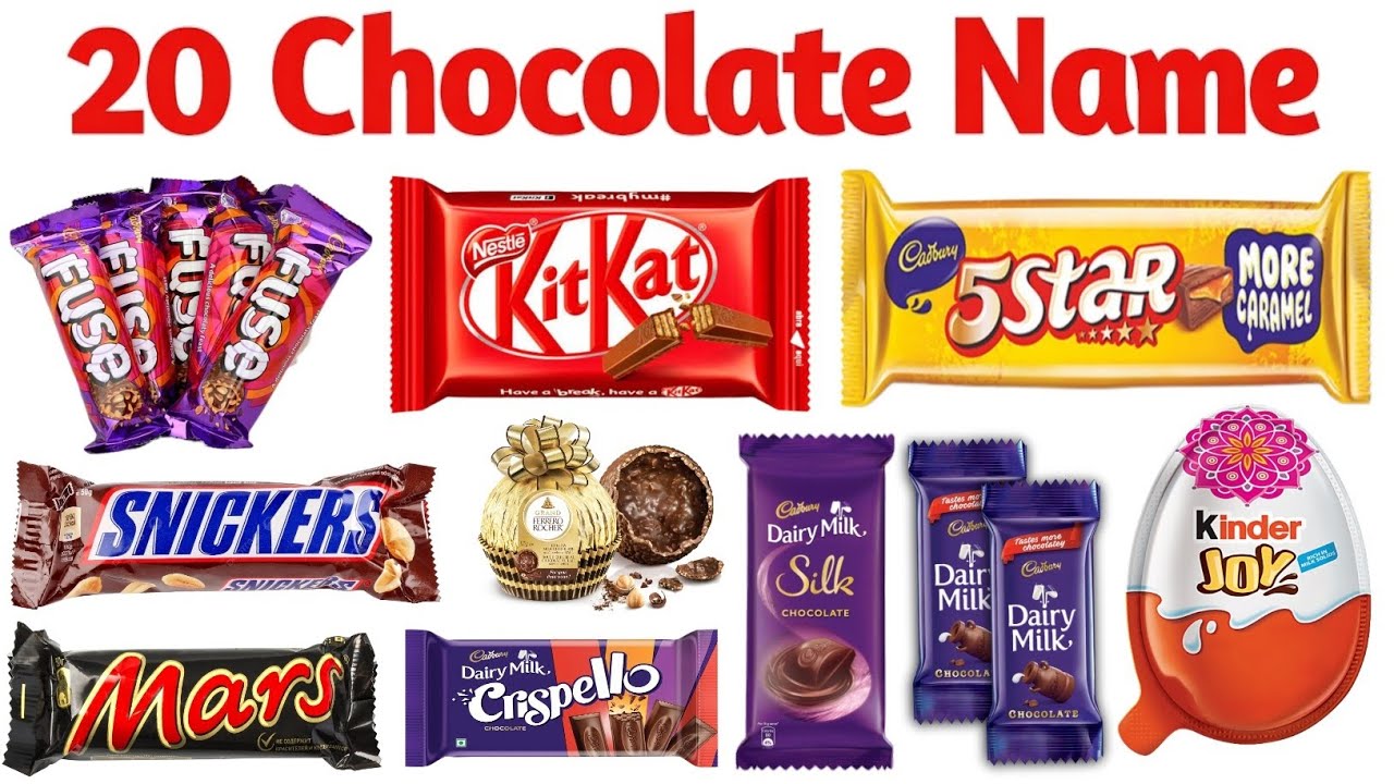 🍫 20 Chocolate Names | बच्चों के लिए Chocolate के नाम | Kids Learning ...