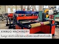 Large steel coils turned into small steel coils