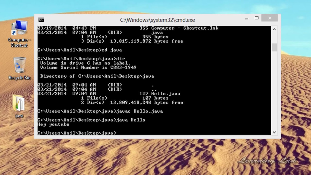 compiling java in command prompt