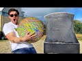 GIANT RUBBER BAND BALL Vs. GIANT AXE!