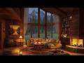 Cozy Mountain Cabin Ambience Smooth Jazz Fireplace Sounds Rain On Window For Stress Relief