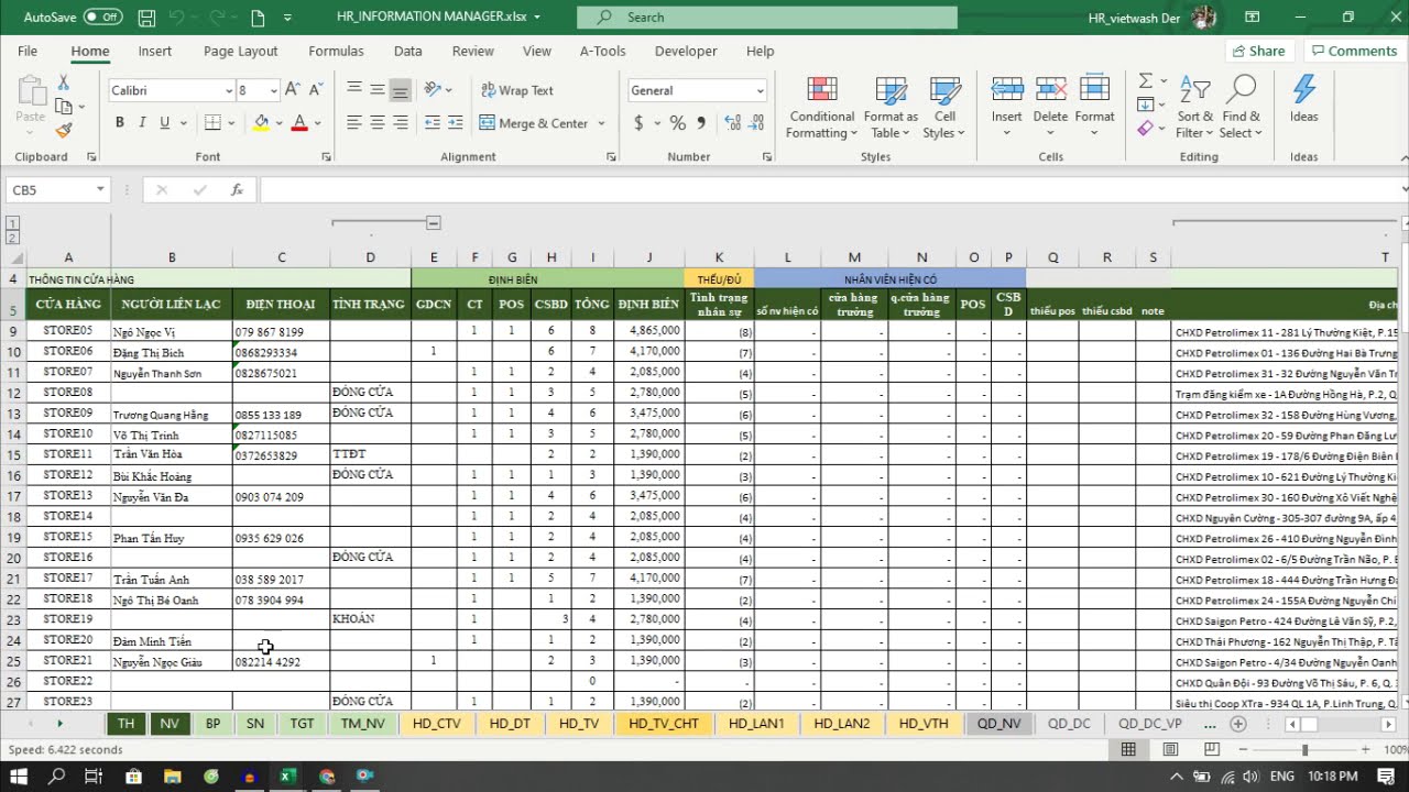 1. Giới thiệu: Tạo file excel quản lý nhân sự như phần mềm