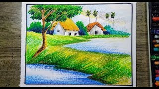 oil step easy beginners pastel very scenery drawing tutorial