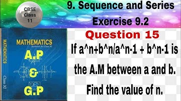 CBSE Class 11 EX 9.2 Q 15: If a^n+b^n/a^n-1 + b^n-1 is the A.M between a and b. Find the value of n.