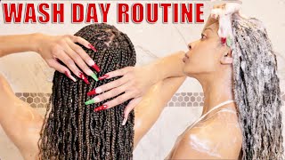 HOW I WASH &amp; REFRESH MY BRAIDS! BOX BRAIDS WASH DAY ROUTINE step by step