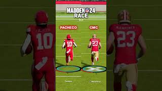 Isiah Pacheco vs. Christian McCaffrey - Madden 24 Race Details
