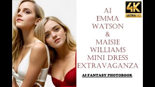 [4K}AI Emma Watson & Maisie Williams Mini Dress Extravaganza