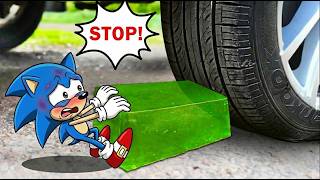 STOP!! Experiment Car vs Sonic & Green Jelly | Crushing Crunchy & Soft Things | WOA Doodland screenshot 5
