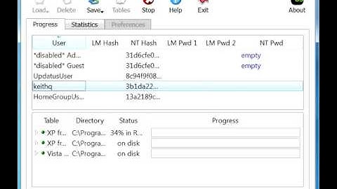 Ophcrack with Windows 7