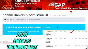 Kannur University Ug  Admission Kerala  2020 | Check Last Index mark 2019 | How to Check Index Mark