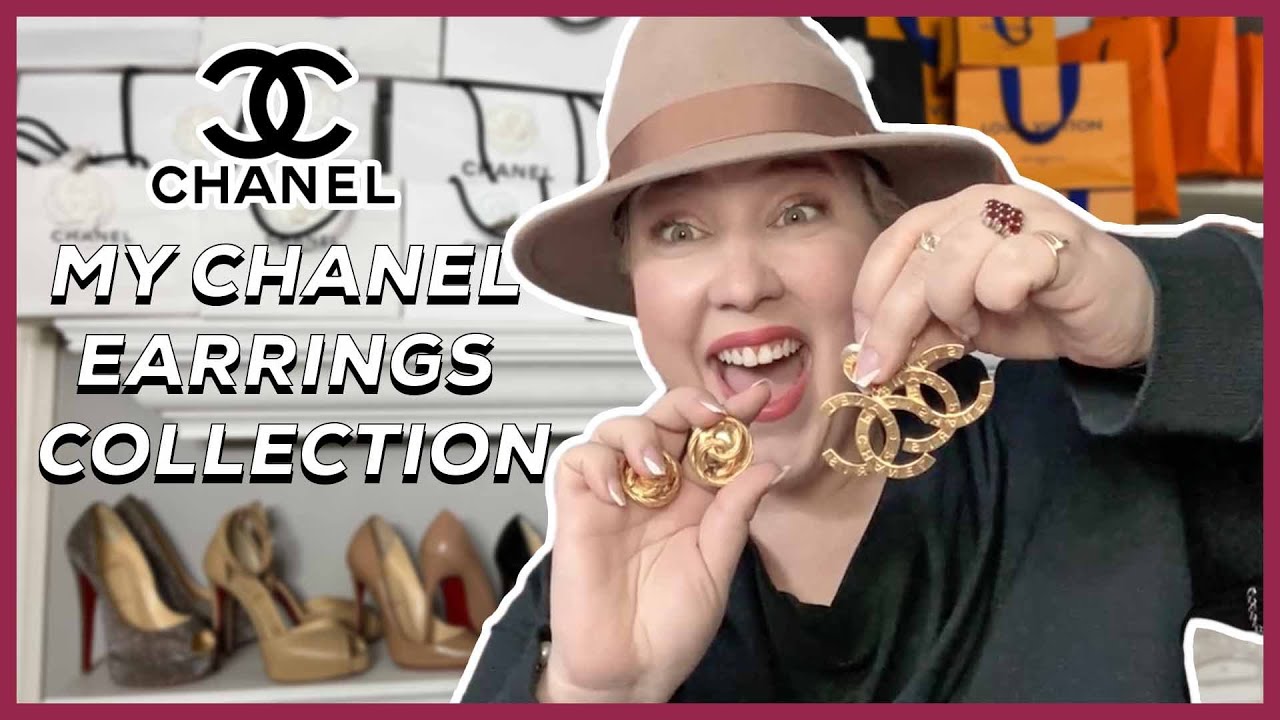 Vintage Chanel CC Logo Button Clip-On Earrings