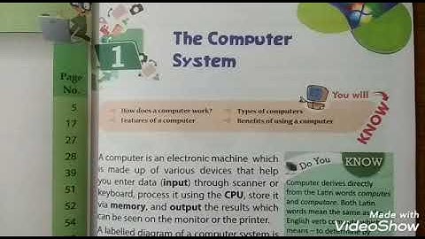 Class 3rd |Chapter 1 : The Computer System (Part 1)