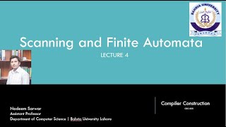 Lecture 4 | Scanning and Finite Automata | #Complier
