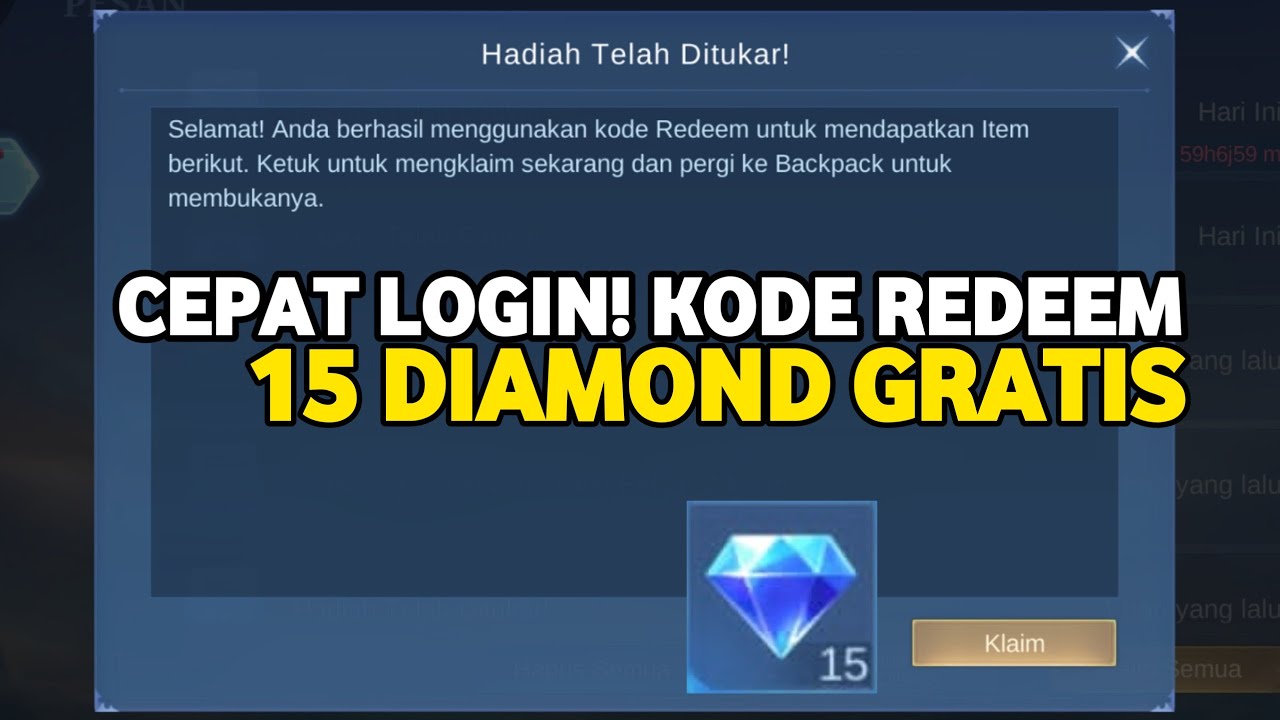 LOGIN SEKARANG! CEPAT AMBIL KODE REDEEM 15 DIAMOND ML GRATIS EVENT KODE ...