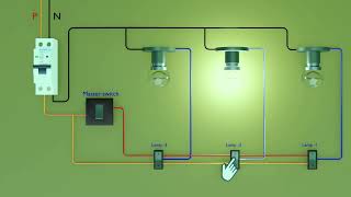 Master Switch wiring with 2 way switch and working animation ....