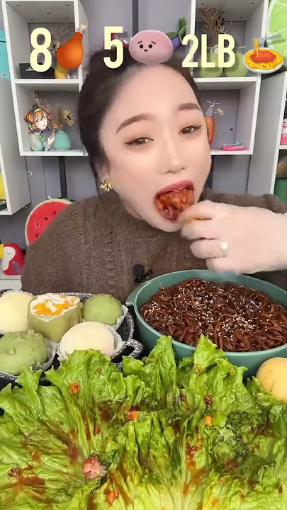 Eating Challenge ( 8 drumsticks, 5 mochi, 2 lb ghost pepper noodles) #asmr #food #shorts