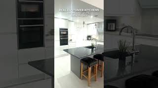 Luca Gloss White &amp; Heron Grey Handleless Kitchen - 4450 - DIY Kitchens