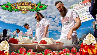 EATING 11LB OF CAKE IN 8 MINUTES | WORLD STRAWBERRY CAKE CHAMPIONSHIPS | NYC Mini-Series Pt.1