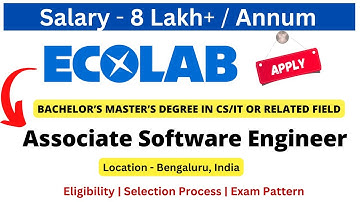 Ecolab Off Campus Drive 2023/2024/2025 | Software Engineer | Salary 8 LPA+ #freshersjobs #hiring