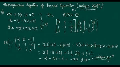 Homogeneous System of Linear Equation (Unique Solution) | Kamaldheeriya