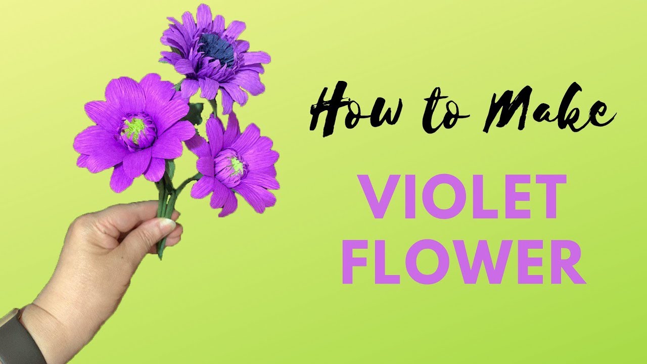 How to Make Violet Flower Using Crepe Paper - طريقة صنع زهرة البنفسج ...