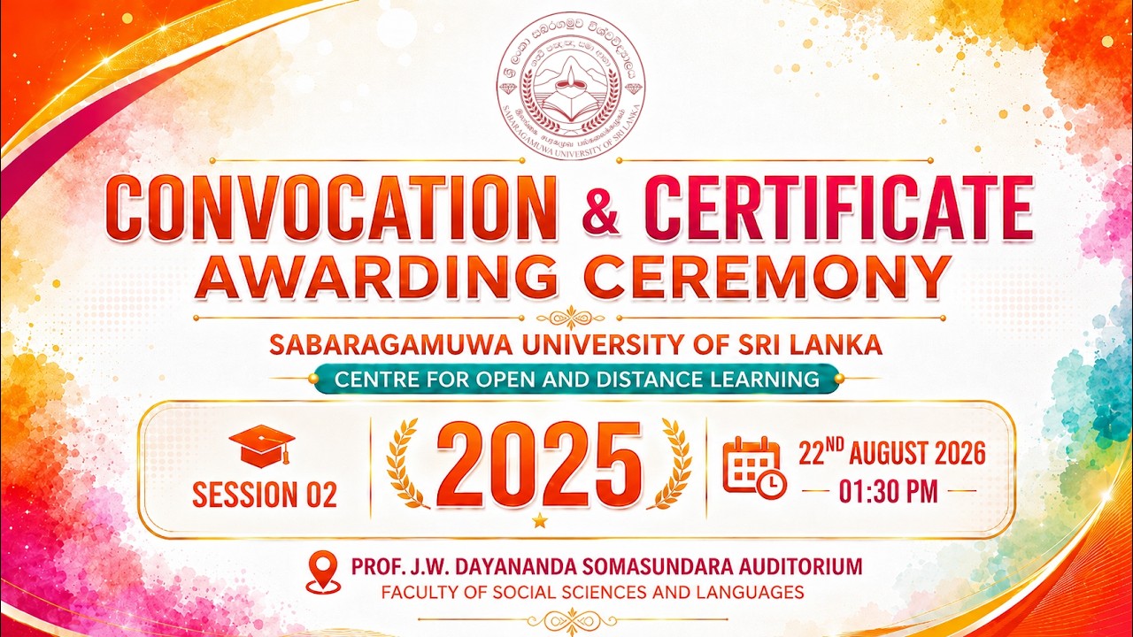CERTIFICATE AWARDING CEREMONY 2025 - SESSION 02 | SABARAGAMUWA UNIVERSITY OF SRI LANKA