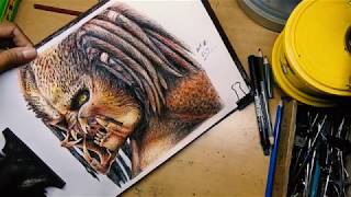 Realistic Drawing of Predator (Time Lapse)