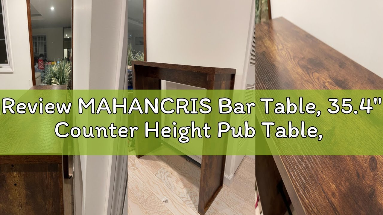Review MAHANCRIS Bar Table, 35.4" Counter Height Pub Table, Industrial Rectangular Hightop Table, Ki
