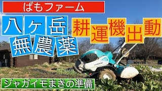 【山梨で畑】ジャガイモのために耕運機をかけました