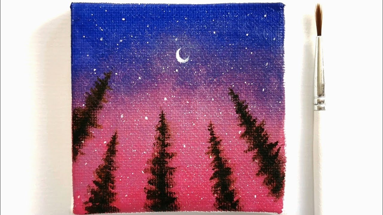Simple Night Sky Painting Tutorial Step By Step Acrylic Painting For