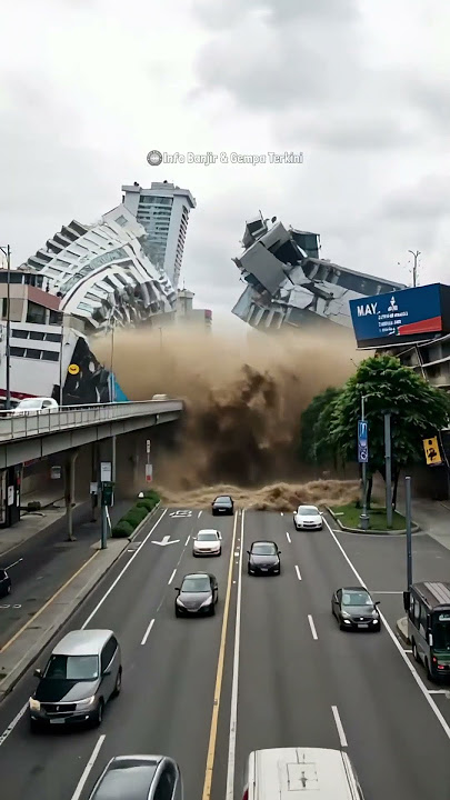 Gempa Parah Memicu Banjir Bandang! Pusat Kota Hancur Total #viral #shorts