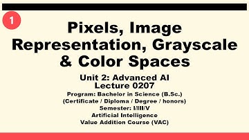 CSVTU, VAC, CG | Advanced AI, U- 2, Lecture 7: Foundations of Computer Vision with Images and Pixels