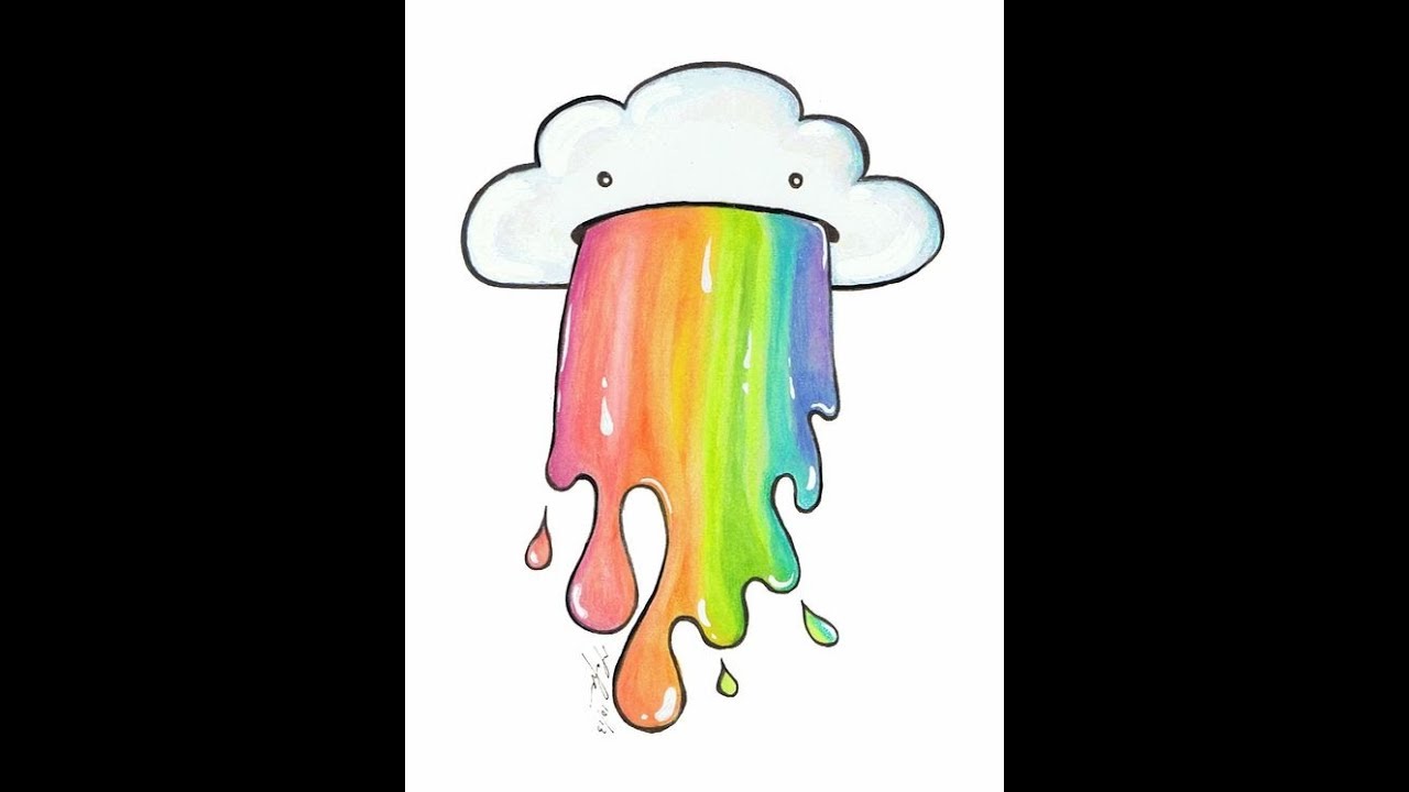 Рисунок радужный смайлик растекающийся