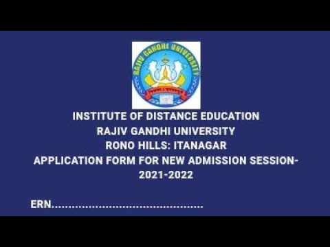 Admission Form Fill-up Process For Institute of Distance Education, Rajiv Gandhi University